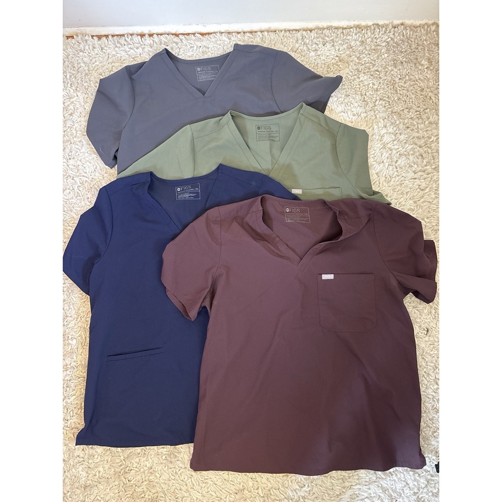 Figs Scrub Top Bundle of 4 XXL Grey Maroon Blue Green